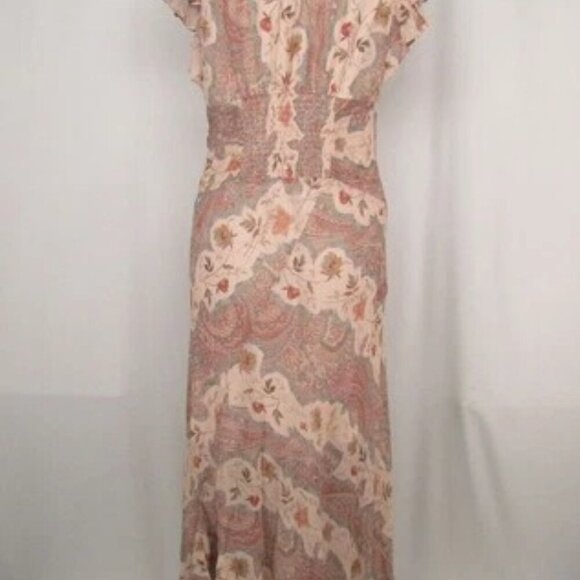 NEW ALLSAINTS Womens Midi Dress Clay Pink Size 6 Brea Cascade V-Neck Ruffled - Picture 5 of 10